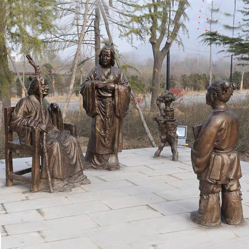 玻璃钢仿铜古代名人孝文化主题雕塑铸铜二十四孝乳姑不怠广场小品