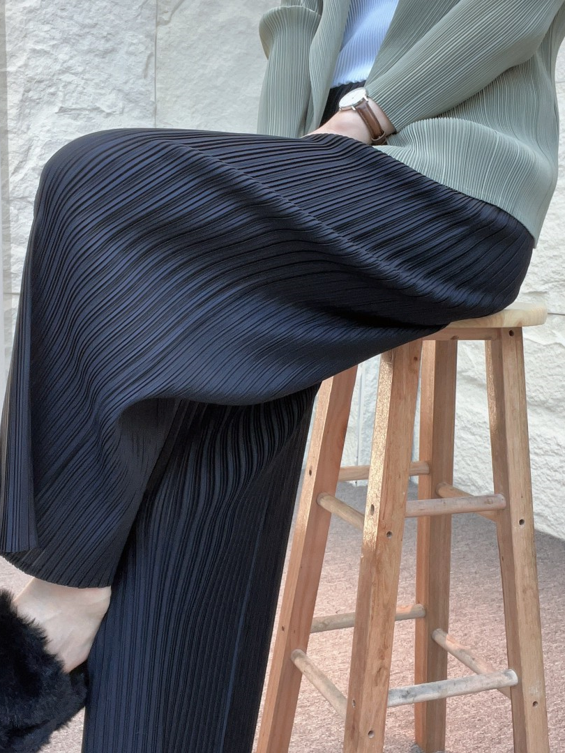 日系褶皱裤子高端显瘦时尚百搭