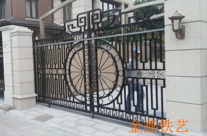 铁艺大门别墅门庭院双开门乡村庭院门电动开平移门中式欧式铁艺门
