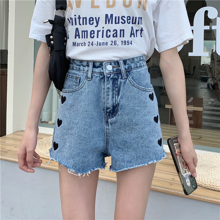 Real price ~ Korean denim shorts women's love design