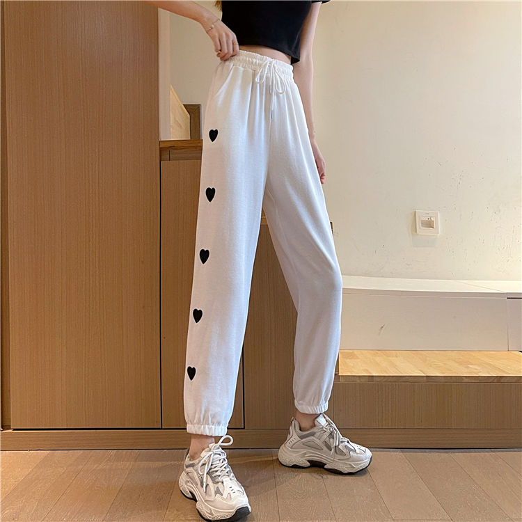 Real auction real price ~ love sports pants women's spring drawstring Leggings loose casual straight pants