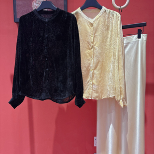 xx7920 YS1 阅悦26年早春早春上新法式 高级感优雅气质丝绒小衫