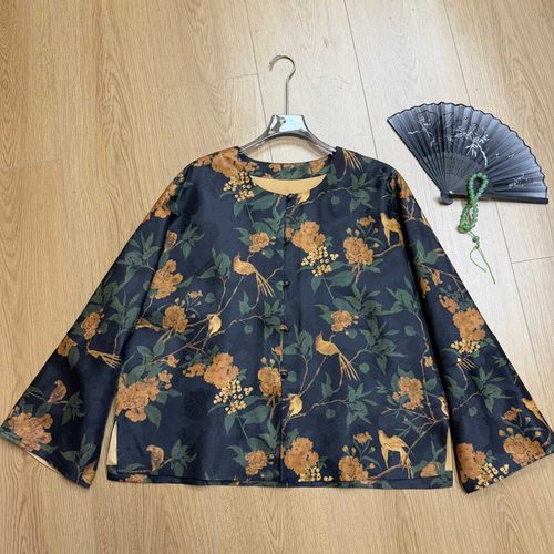 阅悦冬上新枇杷山雀香云纱外套上身贵气短外套YS224-G416