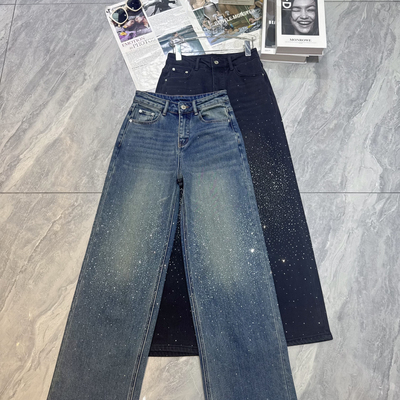 阅悦26年早春高级感优雅气质烫钻显瘦牛仔裤YS1-xx7797