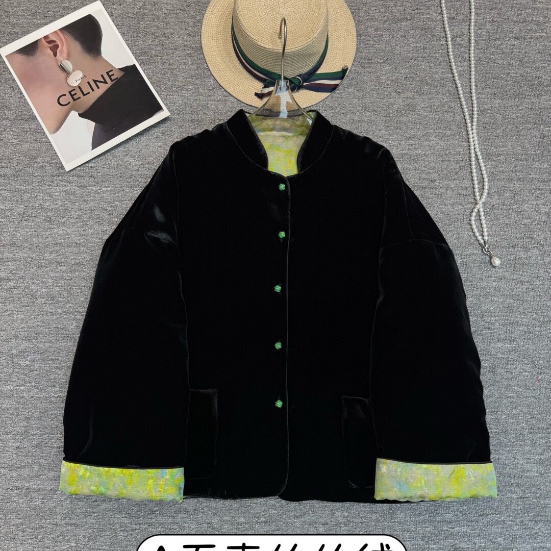 阅悦棉服真丝丝绒金线桑蚕丝AB面阔版大气柔软棉服YS481-G408