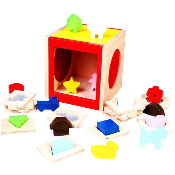 触觉训练箱盲拼盒儿童游戏拼图积木盒智力盒宝宝触摸形状木制配对