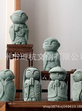 禅意日式可爱小和尚摆件京都地藏造型鱼缸水族盆景微景观造景装饰