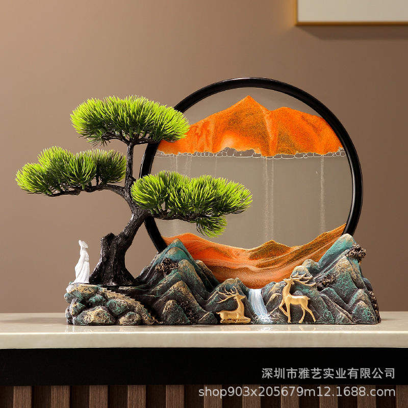 文创纪念品流沙画风景摆件中式客厅玄关办公室装饰电视柜创意礼品