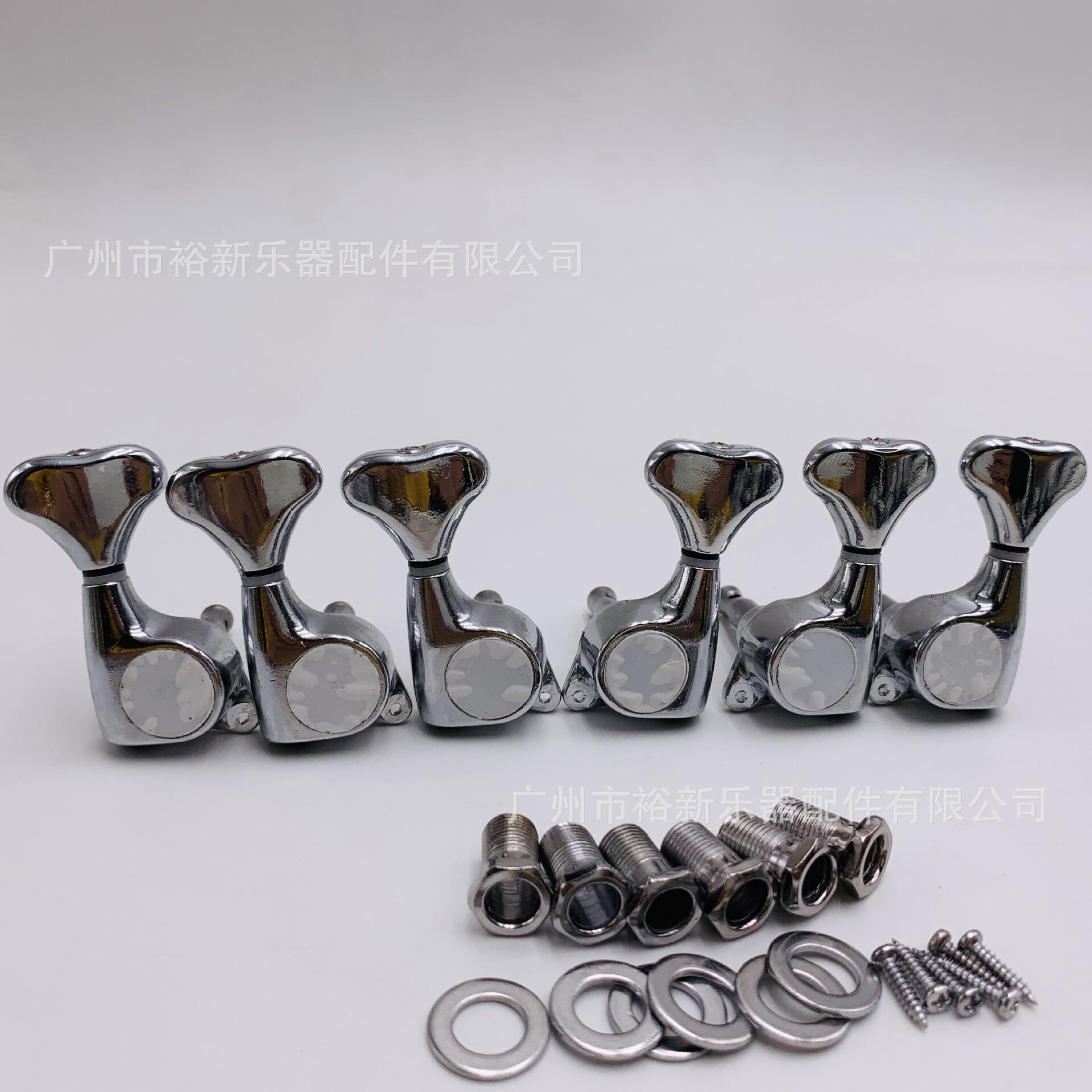 民谣鱼尾配件卷弦器银色锌合金弦钮吉他斜角锌合金全封闭准