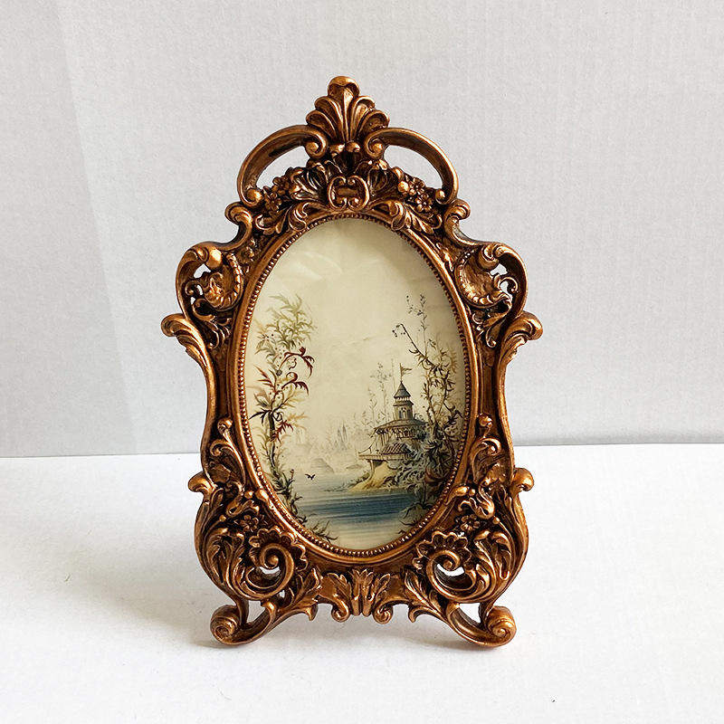 创意金色异形树脂法式装饰画框婚礼欧式雕花相框婚纱照摆台法式