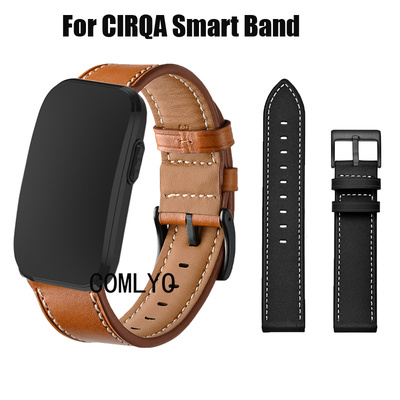 COMLYO适用佳明CIRQA Smart Band表带真皮车线皮柔软蝴蝶扣男女款