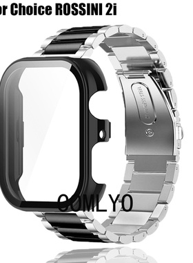 适用荣耀亲选ROSSINI 2i智能手表带+保护壳套不锈钢腕带米兰三株