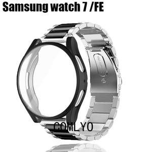 套装适用三星Galaxy Watch 7 FE 手表带不锈钢腕带+TPU保护壳软壳