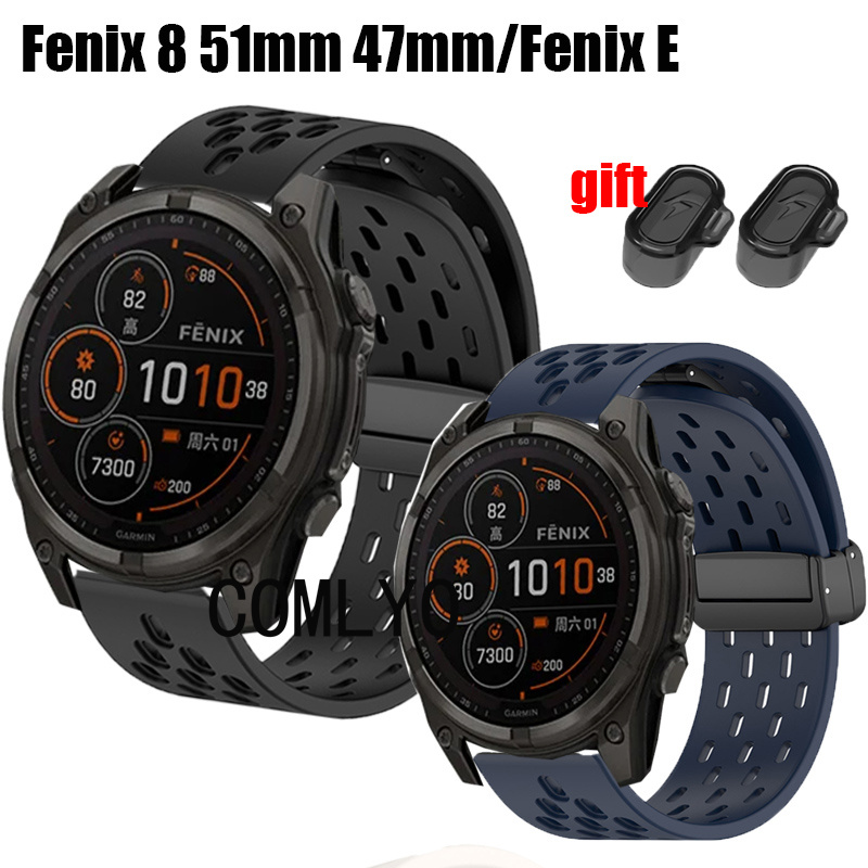 适用佳明Fenix 8 太阳能版 Enduro 3 安夺3 手表带 硅胶透气运动