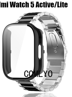 套装 适用红米Redmi watch 5 lite Active 保护壳手表带金属钢带