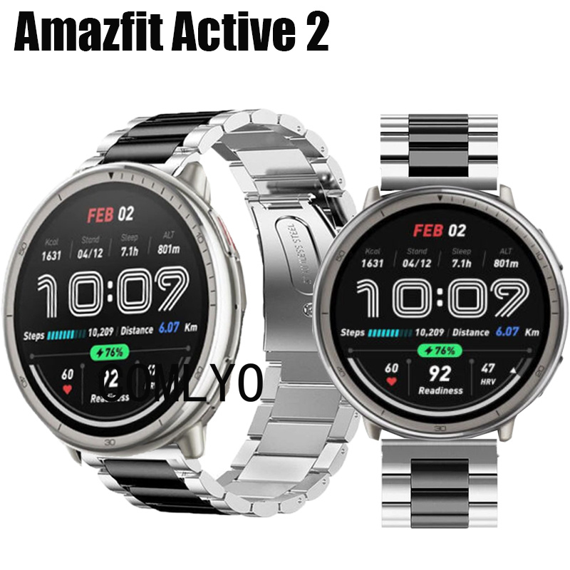 适用Amazfit Active 2表带商务不锈钢金属米兰三株男款