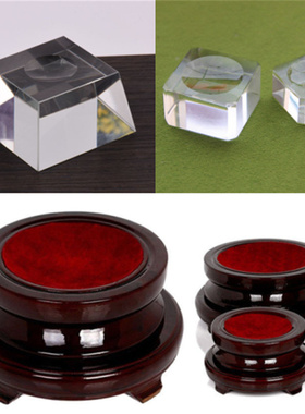 透明水晶方体带凹槽底座定制logo旋转水晶玻璃底座木托拍摄道具