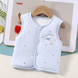婴儿马甲春秋冬夹薄棉保暖背心上衣新生幼儿男女宝宝坎肩马夹纯棉