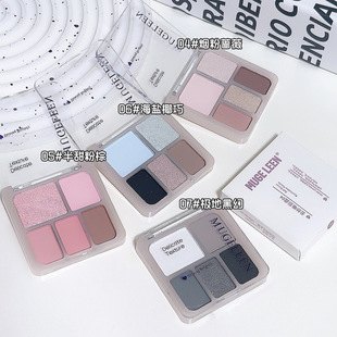 五色眼影盘大地色珠光哑光细闪小烟熏蓝灰粉色提亮平价学生彩妆盘