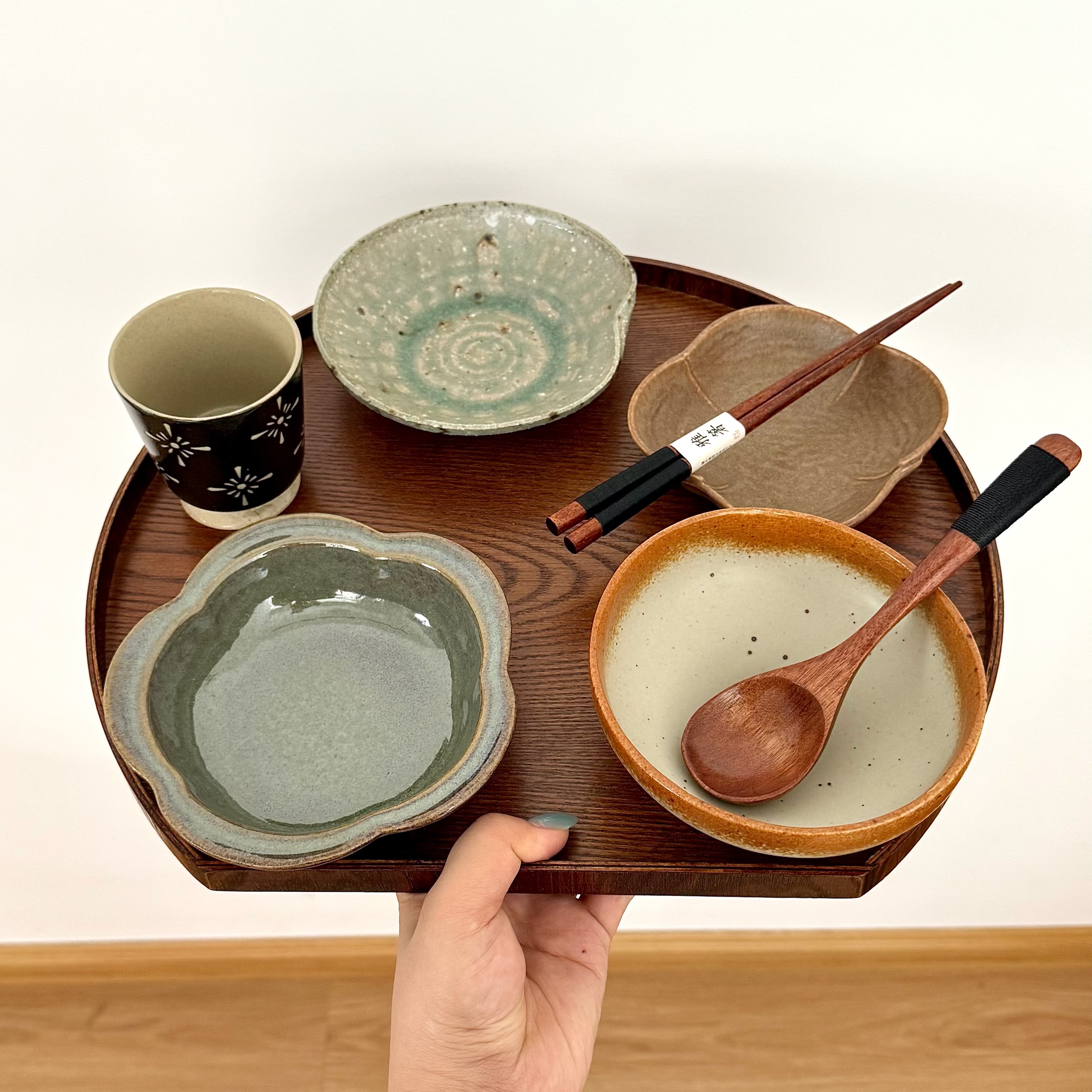 漫生活老板娘 古陶木韵 一人食碗盘碗碟套装减脂餐家用学生餐