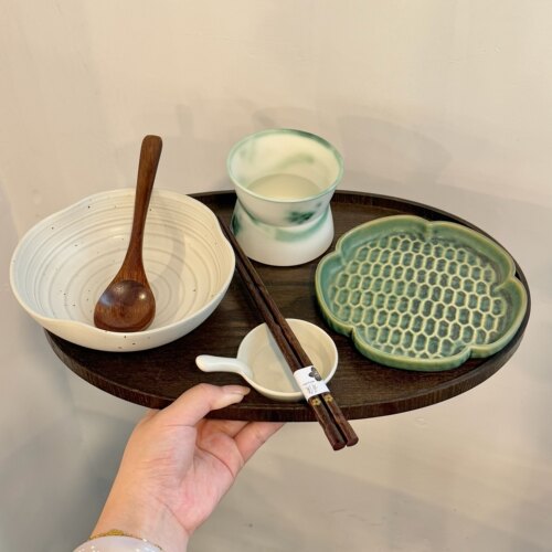 漫生活老板娘 青翠欲滴 清新绿色系别致一人食精致一套碗民宿餐厅