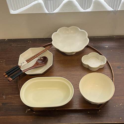 漫生活老板娘 简约通透 一人食套装碗盘餐具分餐简餐精致托盘组合