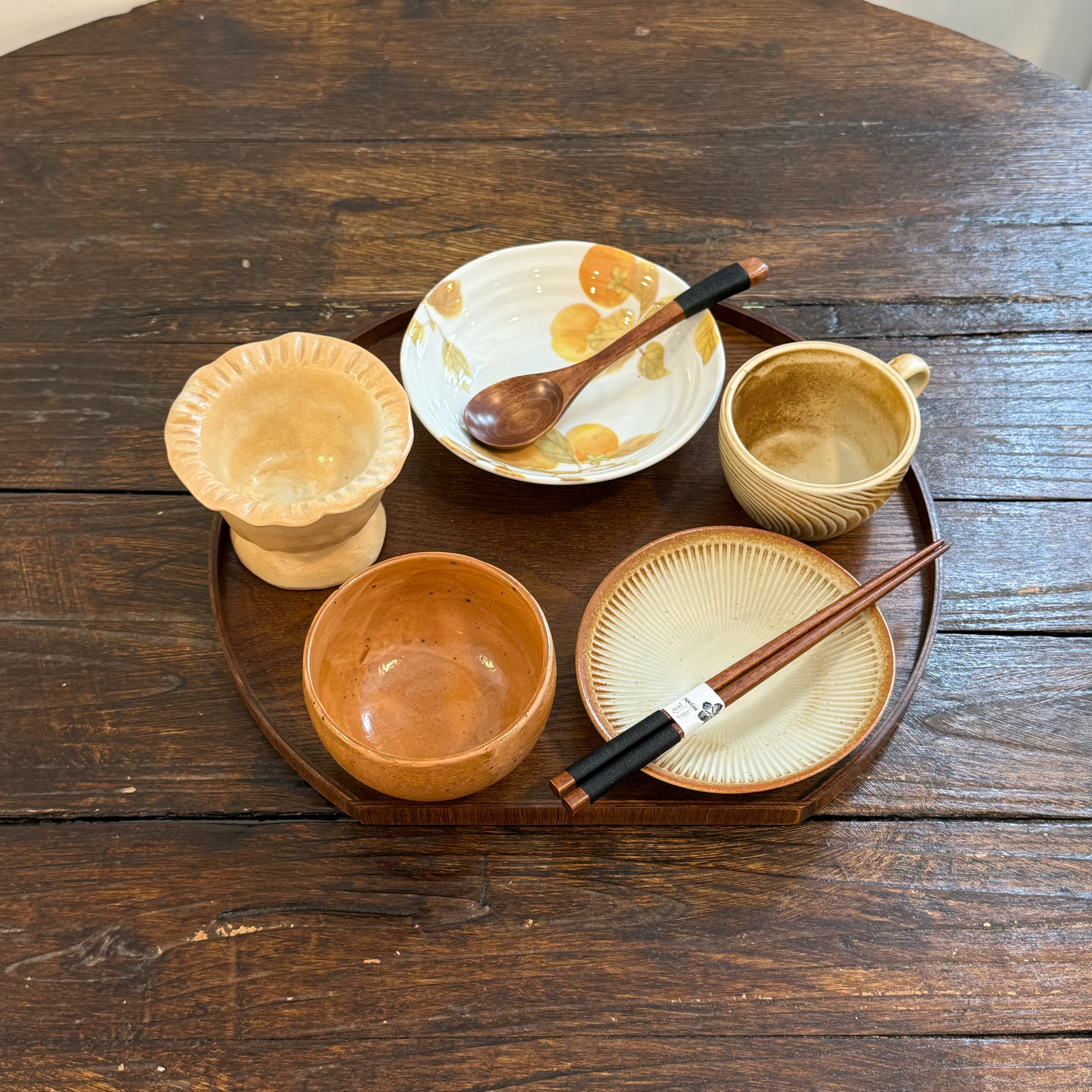 漫生活老板娘 秋柿暖棕 暖棕复古秋天氛围感一人食精致一套碗餐厅