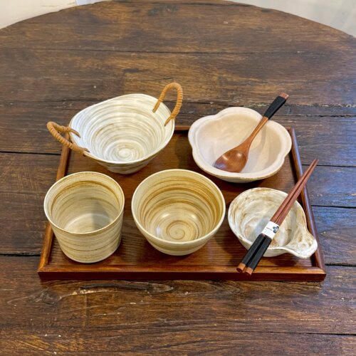 漫生活老板娘 原色原木 景德镇粗陶餐具套装一人食碗盘杯碟仪式感