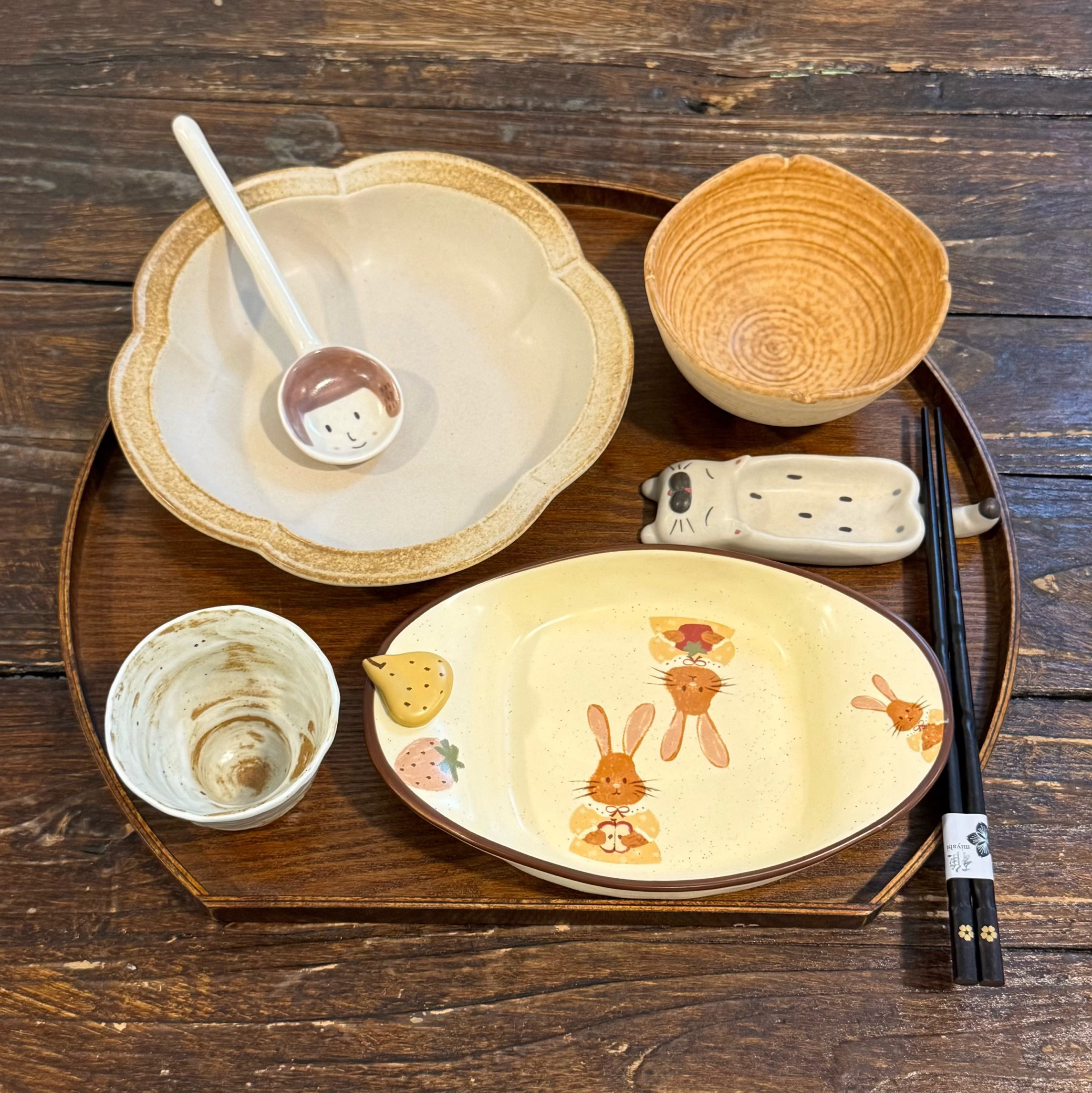 漫生活老板娘 绒兔食记 童趣手绘一人食餐具小朋友分餐仪式感简餐