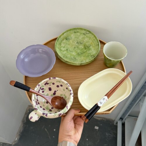 漫生活老板娘 莫奈花园 多巴胺马卡龙色系餐具套装一人食碗盘杯碟