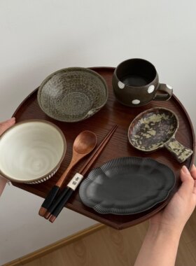 漫生活老板娘 复古食韵 黑色系一人食套装复古风碗盘碗碟家用