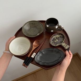 漫生活老板娘 复古风碗盘碗碟家用 复古食韵 黑色系一人食套装