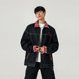 水洗牛仔外套cleanfit刺绣格子宽松大码夹克男JK33666特P68控108，男装夹克，星座1015-1