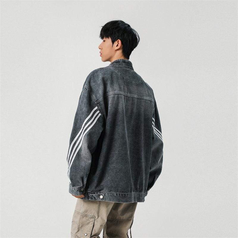 复古水洗牛仔外套做旧设计感织带夹克男XZ1015-1-JK33633P78控118,男装夹克,星座1015-1