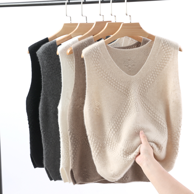 秋冬纯羊毛加厚针织马甲女