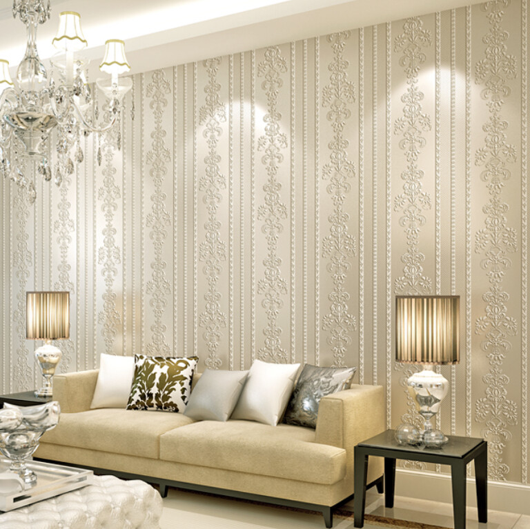 欧式现代3d立体竖条纹浮雕超厚无纺布墙纸客厅卧室房间背景墙壁纸,家装主材,无纺布墙纸,淘宝优惠券,粉丝福利购,淘宝优惠卷