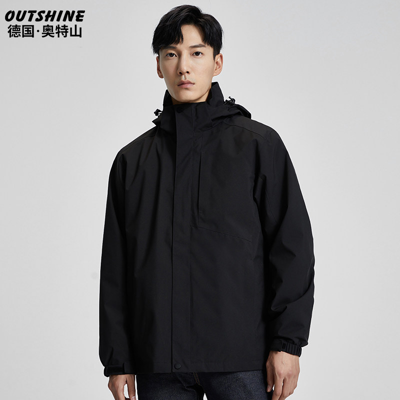 奥特山户外冲锋衣女防水三合一可拆卸加绒防风登山外套男西藏旅游