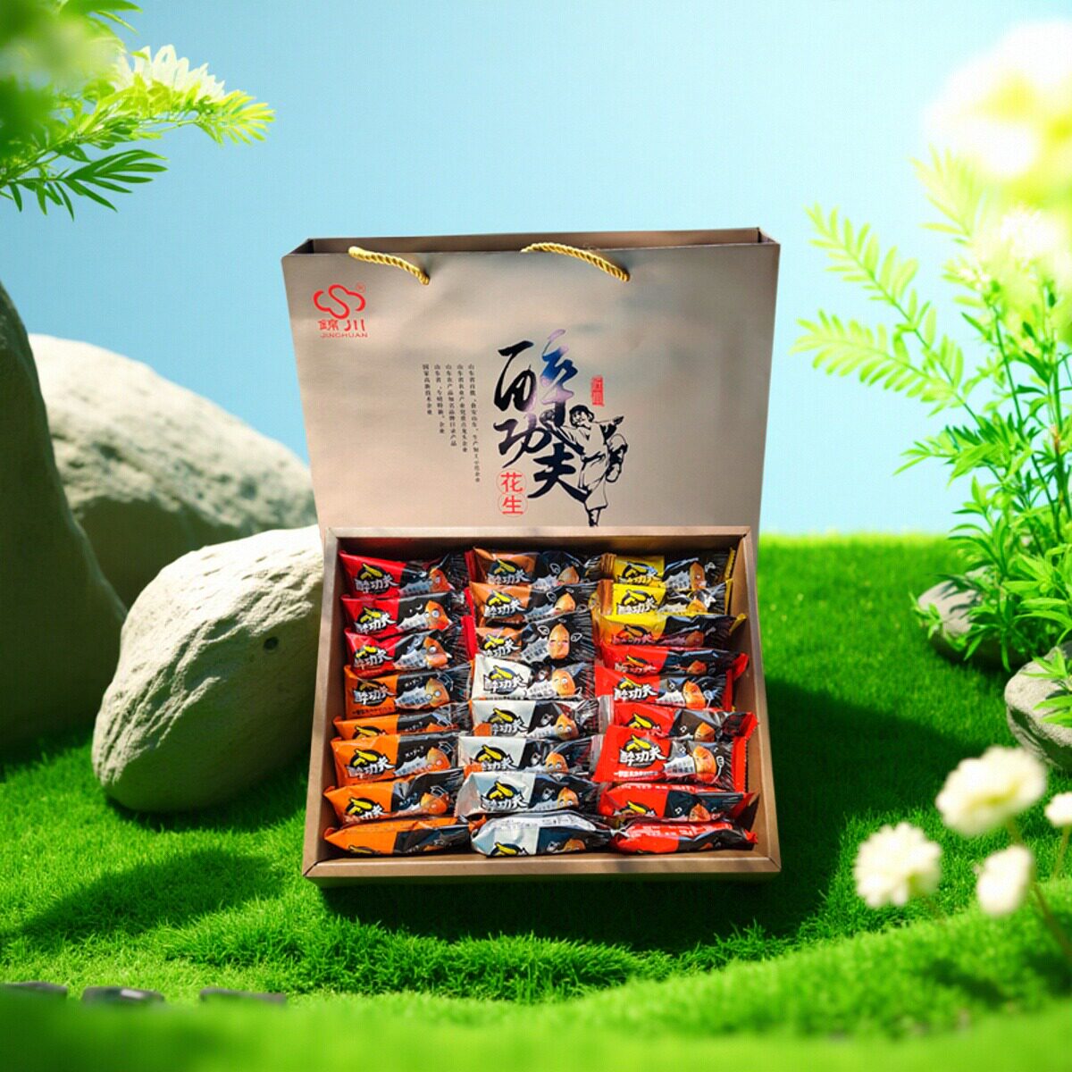 山东礼盒花生航空配餐休闲零食干煸麻辣坚果超市网红香辣特产包邮