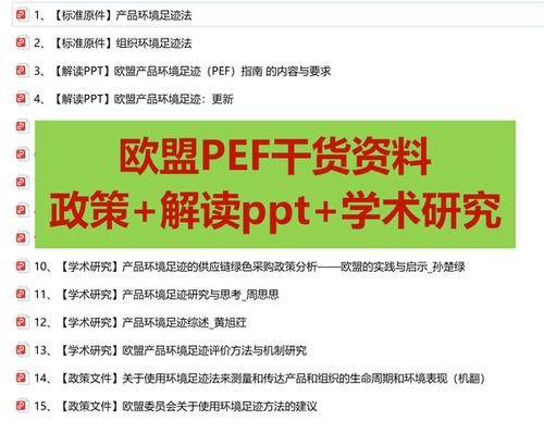 15份欧盟PEF干货资料政策+解读ppt+学术研究