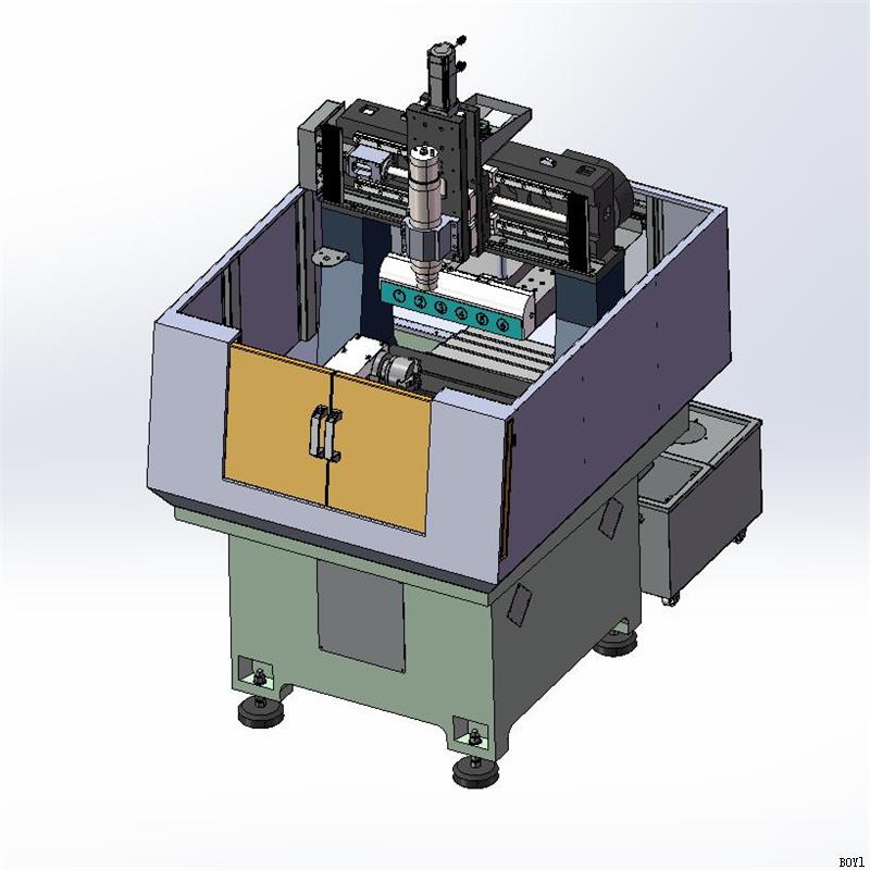 雕刻机直排刀库第四轴 X2723  3D图纸 机械设计素材 SW模型CAD