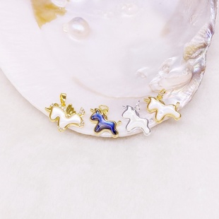 独角兽生肖马小马吊坠保色铜镀18K金配件项链手链耳饰挂坠DIY配件