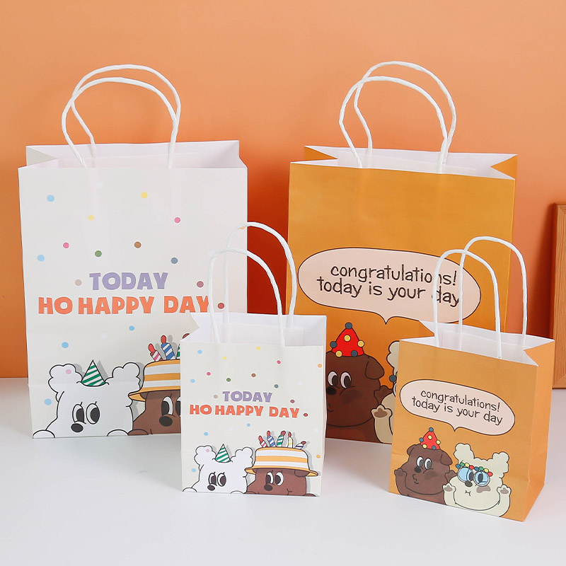 可爱迷你手提纸袋卡通狗狗闺蜜生日礼品袋小号包装袋ins牛皮纸袋