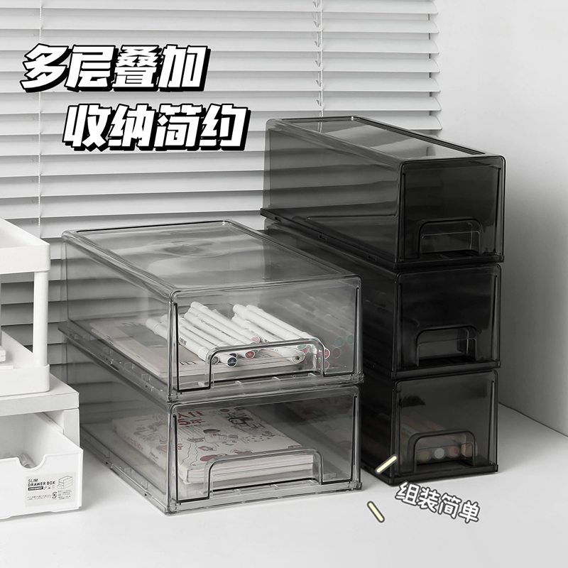 ins简约透明抽屉式收纳盒置物架