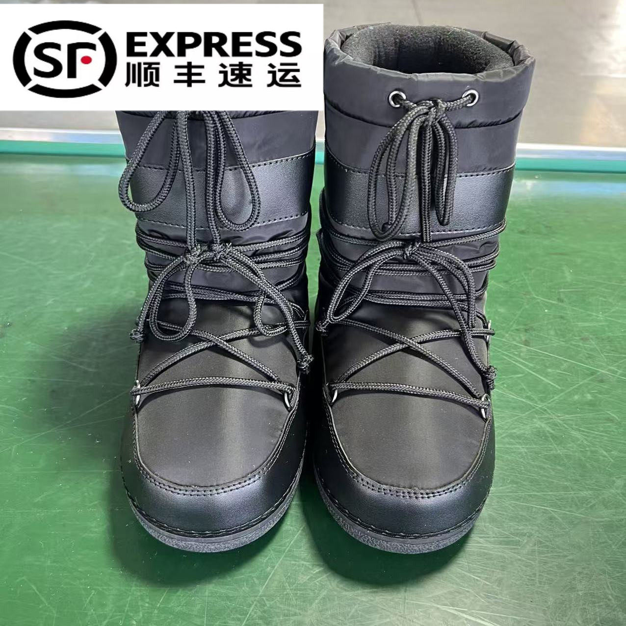 月亮靴男女同款系带保暖雪地靴