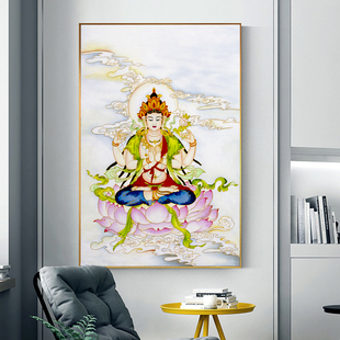 手工掐丝珐琅画观音佛堂挂画60X80cm新中式客厅背景墙装饰画现货