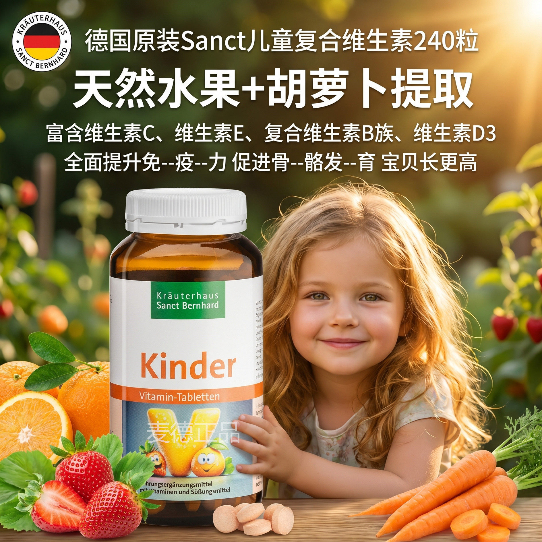 德国SANCT儿童维生素C 维生素E 复合维生素B族 维生素D3 240粒