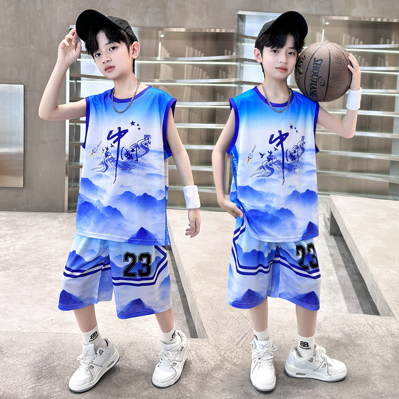 男童夏季篮球服套装童装23号球衣
