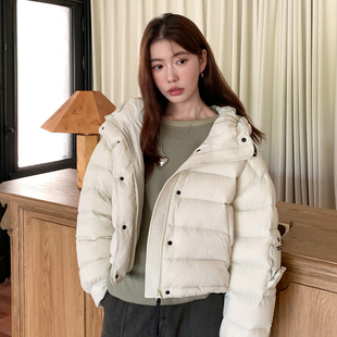 韩版短款连帽羽绒服女小个子2025新款简约时尚潮流设计感休闲外套