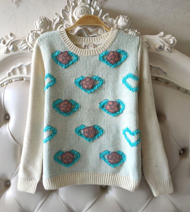 微瑕疵(白色后面有黄点)特价女士加厚羊毛衫毛衣甜美修身打底上衣