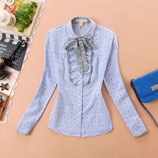 学生大童修身 特价 衬衫 少女甜美印花五角星翻领长袖 秋衣 2019秋季